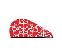 Love Heart Coral Velvet Dry Hair Cap for Women - Pratique pour la maison, les voyages et les fêtes à la piscine