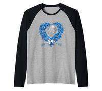 Love Heart Crâne de Roses Bleues pour la Saint-Valentin Love Rock Manche Raglan
