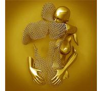 Love Heart Effet 3D Wall Art, Toile De Sculpture Abstraite en Métal, Décoration Murale de Peinture Moderne, Art Wall Cadeau de Saint Valentin(C,60 * 60CM)