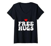 Love Heart Free Hugs T-Shirt avec Col en V