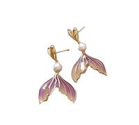 Love Heart Fringe Gradient Fish-Tail Pearl Boucles d'oreilles
