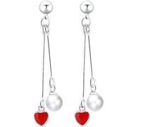 Love Heart Peach Little Red Heart Boucles d'oreilles en perles simples