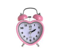 Love Heart-shaped Dual Bell Alarm Clock Mute with Night Light Desktop Clock 1 Pc Pink (h-3)