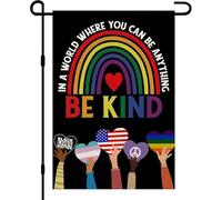 Love Hearts Rainbow Pride Drapeaux de jardin à l'extérieur double face, Freedom LGBTQ Petit drapeau Gay Welcome Yard Outd