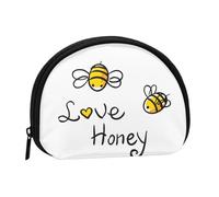 Love Honey Mini porte-monnaie à fermeture éclair, petit organisateur de voyage avec imprimé intégral, tissu polyester durable, pochette compacte pour pièces de monnaie, clés