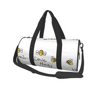Love Honey Sac de voyage rond pour homme et femme en polyester imprimé avec bandoulière, Noir , Taille unique