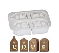 Love House Silicone Candy Moule, Romantique Plateaux De Glace En Silicone | 4 Bougies De Festival En Silicone De Cavité Que L'Artisanat De Moule, Outil De Décoration De Gâteau Pour L