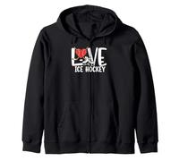 Love Ice Hockey Cute Skates Stick and Puck Sports Fan Player Sweat à Capuche