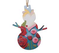 Love in Bloom Lot de 4 décorations en bois en forme de bonhomme de neige à suspendre, design vintage pour les vacances