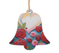 Love in Bloom Lot de 6 décorations en bois en forme de cloche, pendentifs décoratifs à suspendre, design vintage pour les vacances