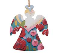 Love in Bloom Ornements Arbre en Bois Forme d'Ange Pendentifs Décoratifs Suspendus, Design Vintage pour Vacances