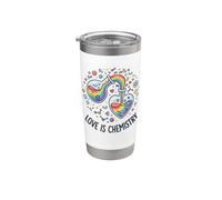 Love Is Chemistry Gourde en forme de cœur arc-en-ciel Gobelet isotherme en acier inoxydable double paroi