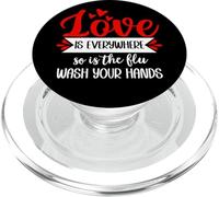 Love is Everywhere So is Flu Wash Your Hands Nurse Valentine PopSockets PopGrip pour MagSafe