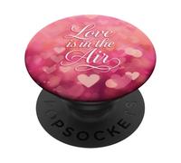 Love is in The Air Pink Hearts Valentine PopSockets PopGrip Adhésif
