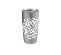 Love Is In The Air Romantique Script Hearts Gobelet isotherme en acier inoxydable double paroi