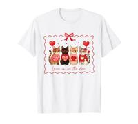Love is in The Fur Chat Lovers Valentines Cute Cats Heart Art T-Shirt
