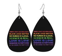 Love Is Love Lgbt Pride Science Is Real Kindness Is Everything Boucles d'oreilles en cuir pour femmes Dangle Boucle d'oreille Pendentif avec crochet Cadeaux pour fille adulte