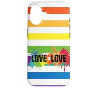 Love is Love Phone Case,Rainbow Stripe Gay Pride LGBTQ Phone Coque pour iPhone 16