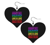 Love Is Love Women's Rights Are Rights Boucles d'oreilles en cuir pour femmes Dangle Boucle d'oreille Goutte Pendentif Coeur Avec Crochet Cadeaux Pour Fille Adulte