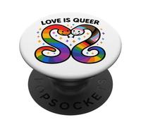 Love Is Queer Rainbow Snake LGBTQ+ Trans Pride Design PopSockets PopGrip Adhésif