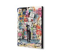 Love Is The Answer - Albert Einstein - Style Banksy - Impression sur toile encadrée - Différentes tailles (A4 30,5 x 20,3 cm)
