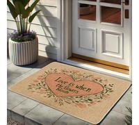Love is When Paillasson floral, motif cœur de pêche pour le printemps et la Saint-Valentin, décoration d'intérieur, tapis de sol antidérapant, imperméable, facile à nettoyer, 73,6 x 43,2 cm