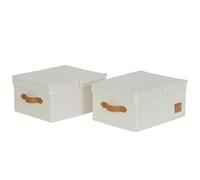 LOVE IT STORE IT Boite de rangement avec couvercle - Lot de 2 - Tissu en lin - Petite boite rangement - Beige - Dimensions chacune 33x25x16 cm