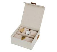 LOVE IT STORE IT Coffret Montre 6 Montres - Boîte à Montres en Tissu Lin - Boîte de Rangement Pour Montres Homme - Fermeture Magnétique - 16,5x16,5x7 cm - Beige