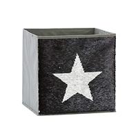 LOVE IT STORE IT - Cube De Rangement - En Tissu Avec Paillettes Réversibles - Pliable - Renforcement Carton - Compatible Étagère Cube Kallax - 32x32x32cm - Gris Motif Étoile Noir Ou Argent