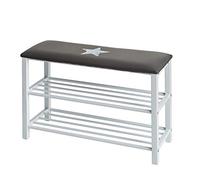 Love IT Store IT - Etagère À Chaussures avec Banc - Banc À Chaussures Étroit avec 2 Étagères- Confortable Et Stable - Gris/Blanc avec Étoile - 80x30x48 cm