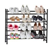 LOVE IT STORE IT - Etagère À Chaussures En Métal - Étagère Étroite Et Ouverte Pouvant Contenir Jusqu'à 20 Paires De Chaussures - Réglable En Largeur - Empilable Et Très Stable - Noir