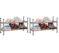 Love IT Store IT - Étagère à Chaussures Extensible en Métal, Design Empilable pour 10 Paires, Idéale pour Entrée, Salon - Chrome Durable (Lot de 2)