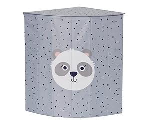 LOVE IT STORE IT - Panier à linge pliable avec couvercle - Collection Happy Kids - 46L - Panda bleu/gris - 35x35x50cm