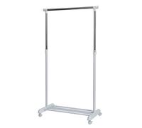 LOVE IT STORE IT - Portemanteau Mobile Réglable avec Barre et Étagère - Métal Blanc/Chrome - Charge 20 kg - Facile à Monter