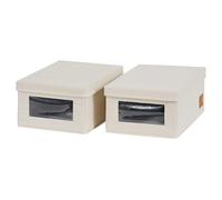LOVE IT STORE IT Premium Boite a chaussure pliable, Beige, Lot de 2 | Organisateur de chaussures, Rangement de chaussures protégé contre la poussière, 34x23x15 cm
