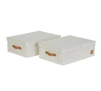 LOVE IT STORE IT Premium - Boite de rangement - avec couvercle - Lot de 2 - Taille M - En toile de lin - Boîtes solides - Beige - Dimensions chacune 50x33x16 cm