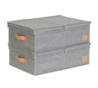 LOVE IT STORE IT Premium - Boite de rangement - avec couvercle - Lot de 2 - Taille M - En toile de lin - Boîtes solides - Gris - Dimensions chacune 50x33x16 cm