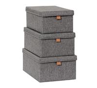 LOVE IT STORE IT - Premium - boite de rangement avec couvercle rigide - Set de 3 - Boîtes de rangement pour vêtements, bureau, chambre et vestiaire d'entrée - Caisse rangement empilable