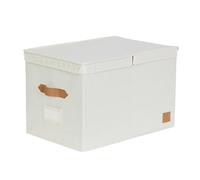 LOVE IT STORE IT - PREMIUM - Boite de rangement avec couvercle XL - Tissu en lin - Inscriptible - Renforcée en bois - Grande et robuste - Beige - 50x33x32 cm
