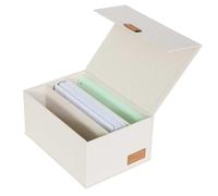 LOVE IT STORE IT - Premium - Boîte de rangement bureau 3 compartiments avec couvercle charnière magnétique, tissu lin, solution élégante pour rangement photo 28x18x12 cm