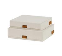 LOVE IT STORE IT - Premium - Boîte de rangement en lin 2 tailles avec fermeture magnétique, empilable, design sobre pour salon, chambre et bureau, 28x23x6 cm & 31x25x8 cm