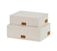 LOVE IT STORE IT - Premium - Boîte de rangement tissu lin 2 tailles (28x20x8,5 cm & 32x22x10,5 cm) avec fermeture magnétique, empilable, design sobre pour salon, bureau et chambre