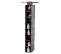 Love IT Store IT - Étagère A Chaussures Suspendue Premium - en Lin - Pliable - avec 8 Compartiments - Renforcement Bois - pour Armoire - 15x30x100cm - Gris Chiné