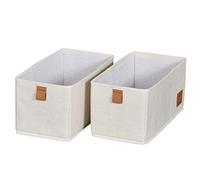 LOVE IT STORE IT - Premium - Lot de 2 Boîtes de Rangement Tissu 15x30x15cm - Organisateur Tiroir Vêtement Pliable - Lin Beige - Pour Commode, Dressing, Sous-Vêtement