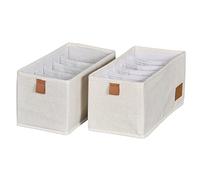 LOVE IT STORE IT - Premium - Lot de 2 Boîtes de Rangement Tissu 15x30x15cm - Organisateur Tiroir Vêtement - Pliable, 6 Compartiments - Pour Placard, Armoire, Sous-vêtement