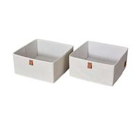 LOVE IT STORE IT - Premium - Lot de 2 Organisateurs de Tiroir en Lin et Coton Pliable 30x30x15cm - Boîte de Rangement Tissu Beige - Pour Vêtements, Sous-vêtements, Accessoires