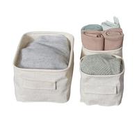 LOVE IT STORE IT - Premium - Lot de 3 Paniers de Rangement en Tissu Beige, Pliables, 2 Tailles, Idéal pour Chambre d’Enfant, Salle de Bain et Dressing