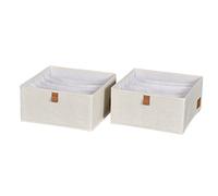 LOVE IT STORE IT - Premium - Organisateur de Tiroir en Lin, Boite de Rangement Pliable avec 6 Compartiments, Lot de 2, Beige, 30x30x15 cm