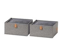 LOVE IT STORE IT - Organisateur de Tiroir Lin Pliable, 6 Compartiments, Lot de 2, Gris chiné, 30x30x15cm