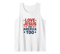Love Jesus and America Too Christian Patriotic 4 juillet Débardeur